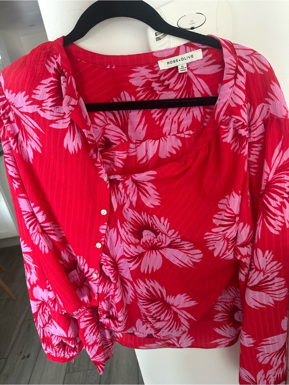 Rose & Olive Red and Pink Floral Button-Front Blouse Set